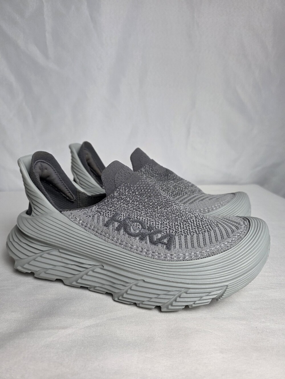 Hoka Restore TC Unisex Gray Recovery Slip On Sneaker Shoes Women 9 Men 8